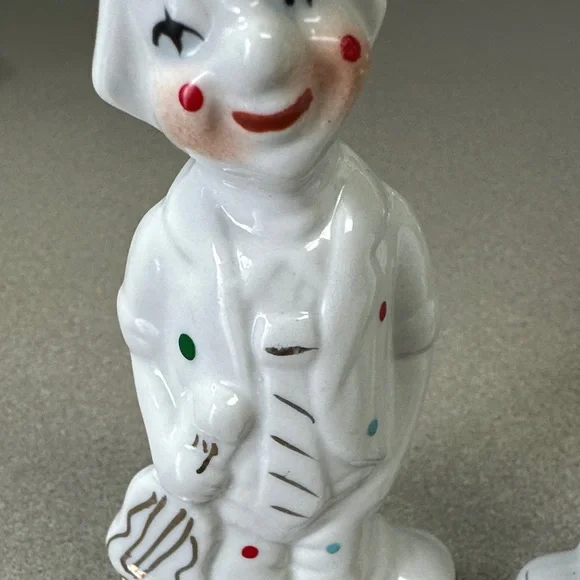 Whimsical White Porcelain Clown Figurines - Picture 11 of 15